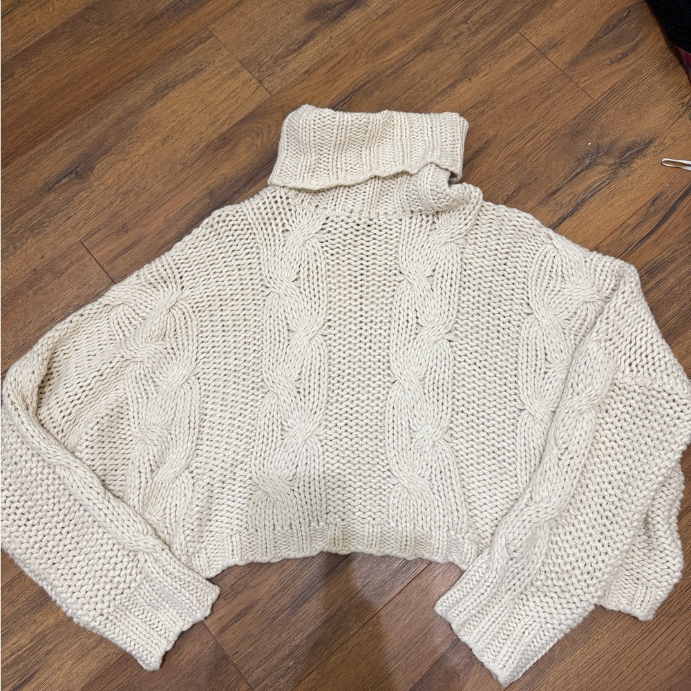HYFVE Cream Cable Knit Turtleneck Sweater